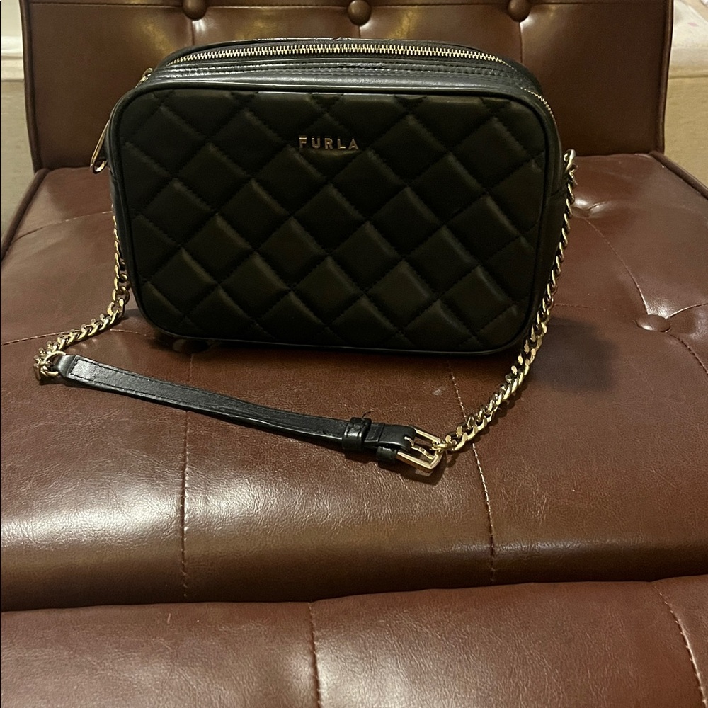 Furla Quilted Leather Chain Strap Purse